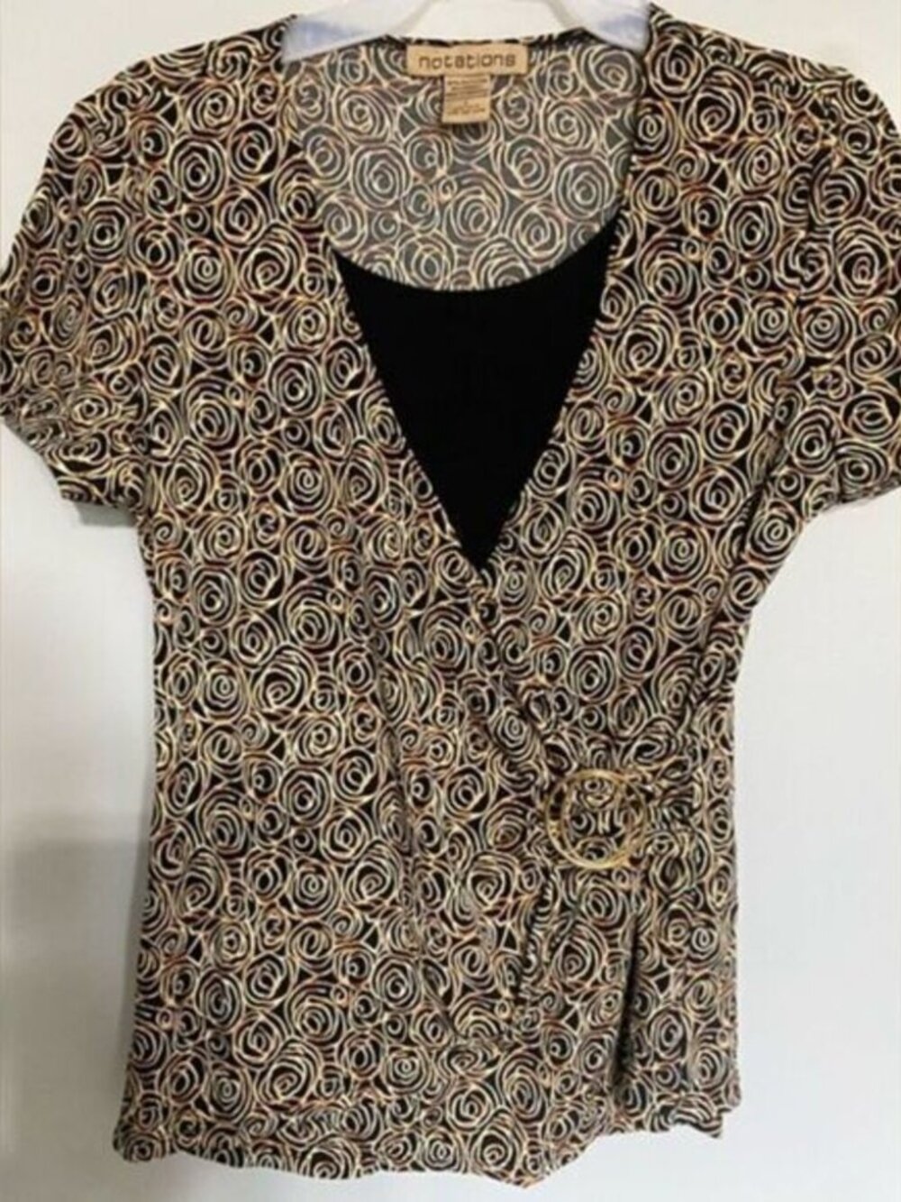 Women’s black andbrown dressy short sleeve shirt, size small